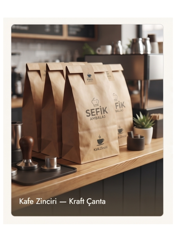 Sefik Ambalaj - Kafe Zincirleri İçin Özel Baskılı Kraft Kağıt Çanta